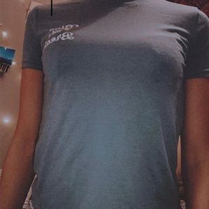 teal green “give my a break” tight cropped shirt